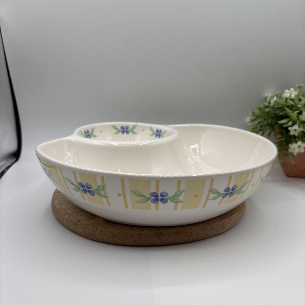 RETIRED Pfaltzgraff Summer Breeze Chip &Dip Bowl Floral Party Replacement Preown